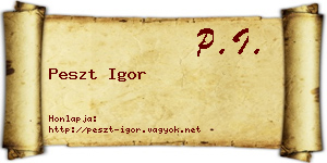 Peszt Igor névjegykártya